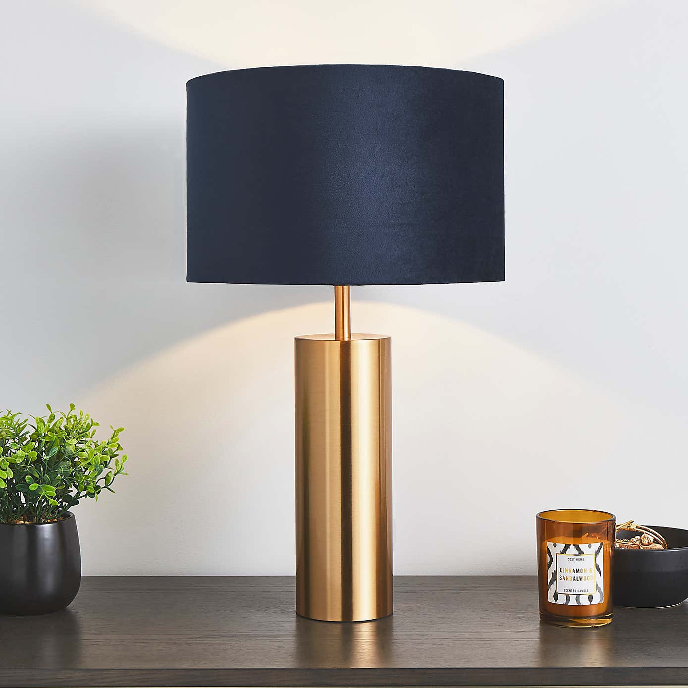 Nesa Brushed Gold and Green Velvet Touch Dimmable Table Lamp