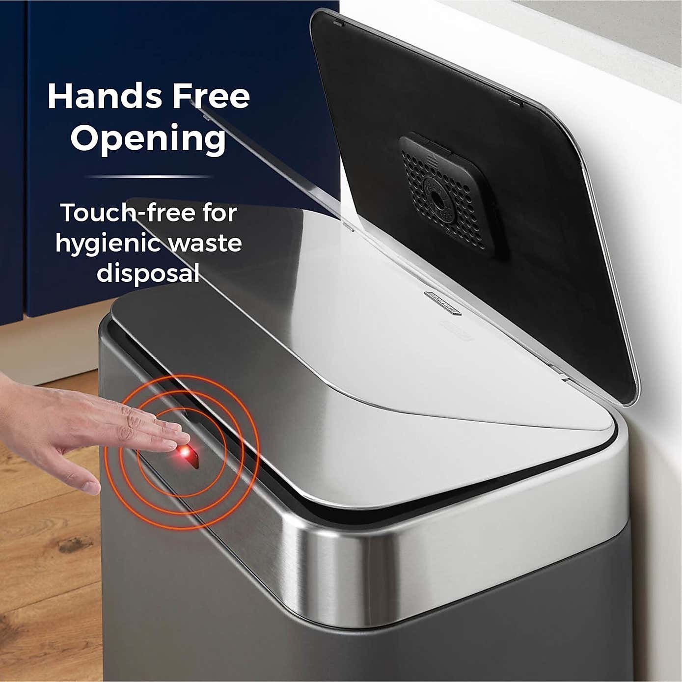 Tower 75 Litre Silver Rectangular Sensor Bin