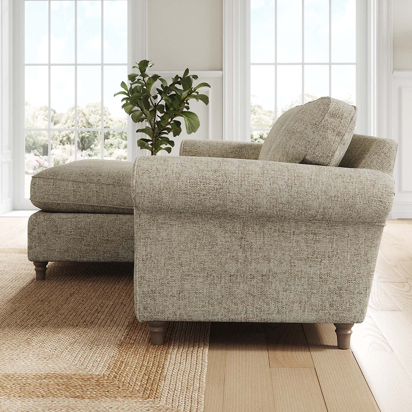 Flori Corner Chaise Sofa, Chunky Chenille