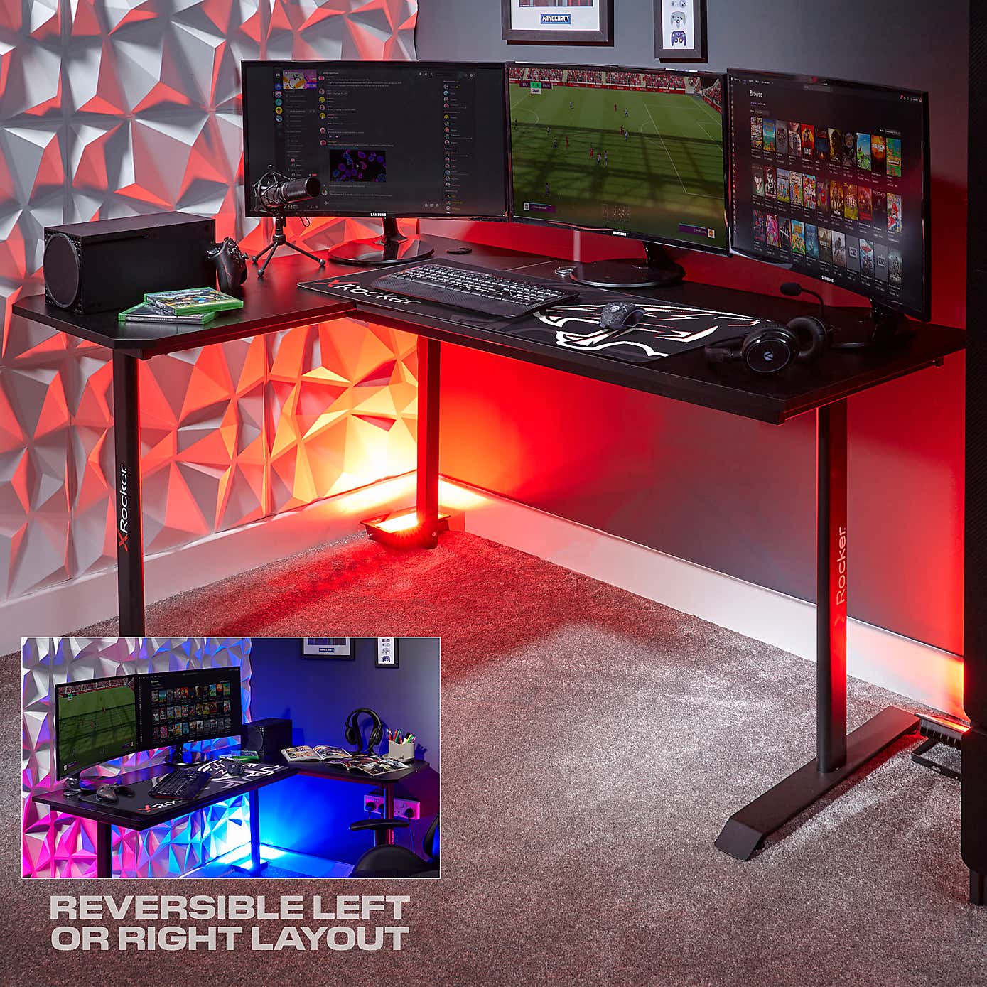X Rocker Panther XL Reversible Corner Gaming Desk