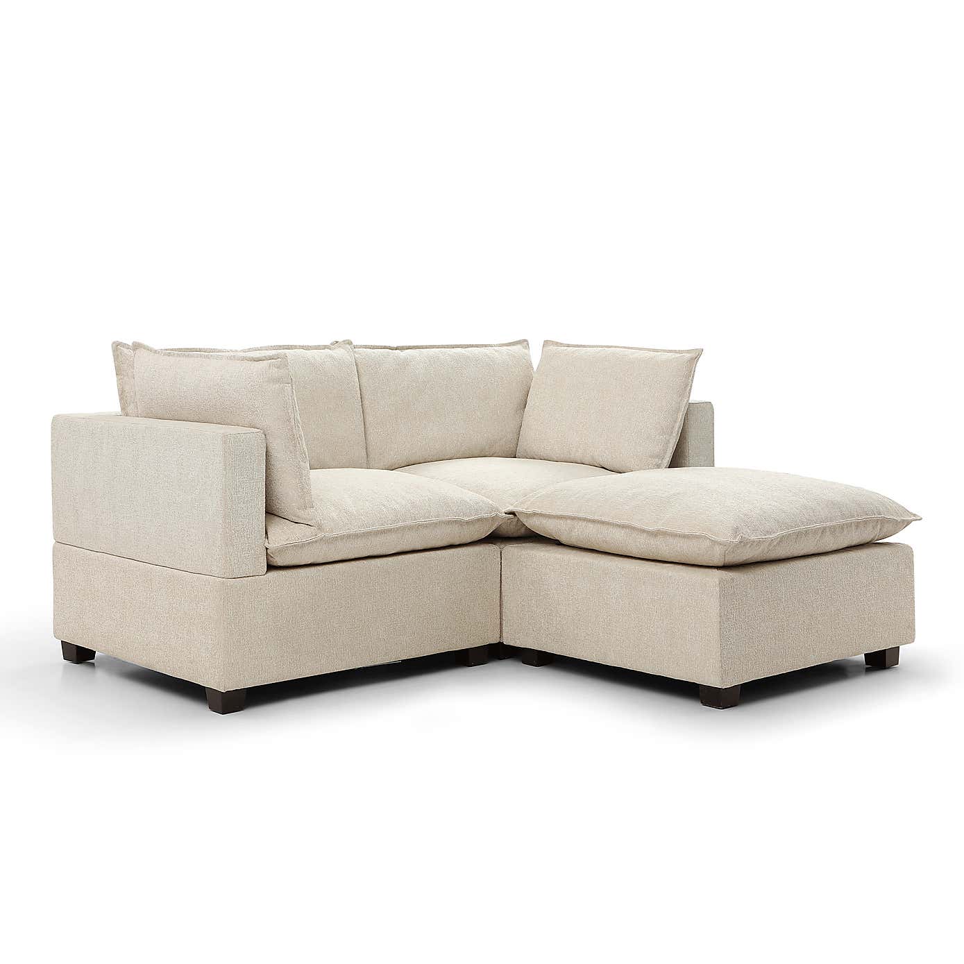 Moda 2 Seater Modular Sofa with Chaise, Natural Boucle