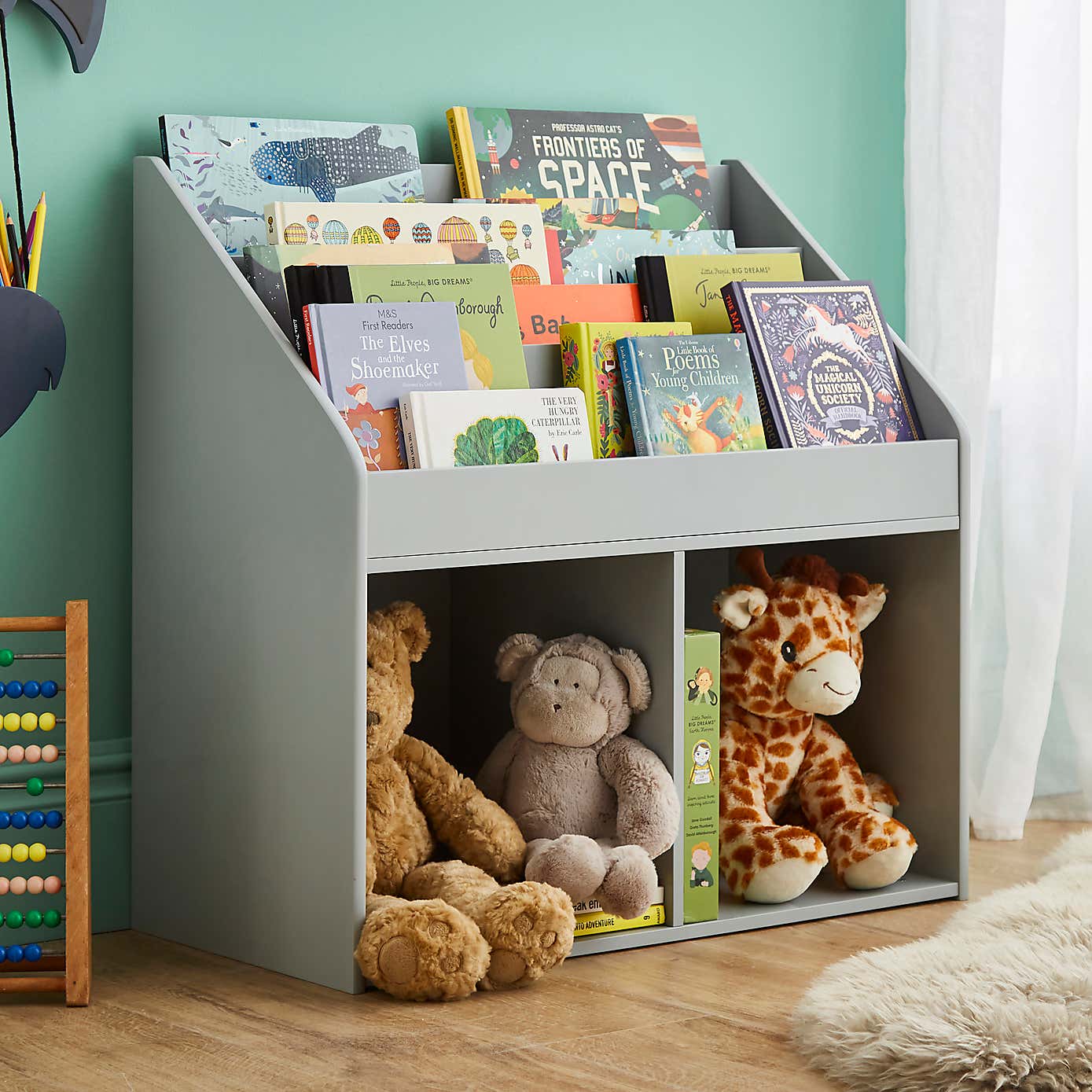 Kids Bookcase with Storage White
