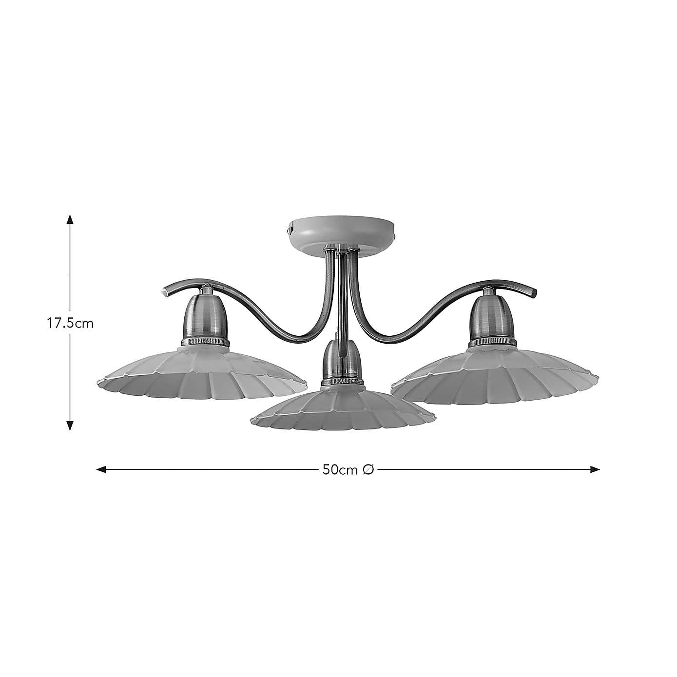 Maya Scallop 3 Light Semi Flush Ceiling Light