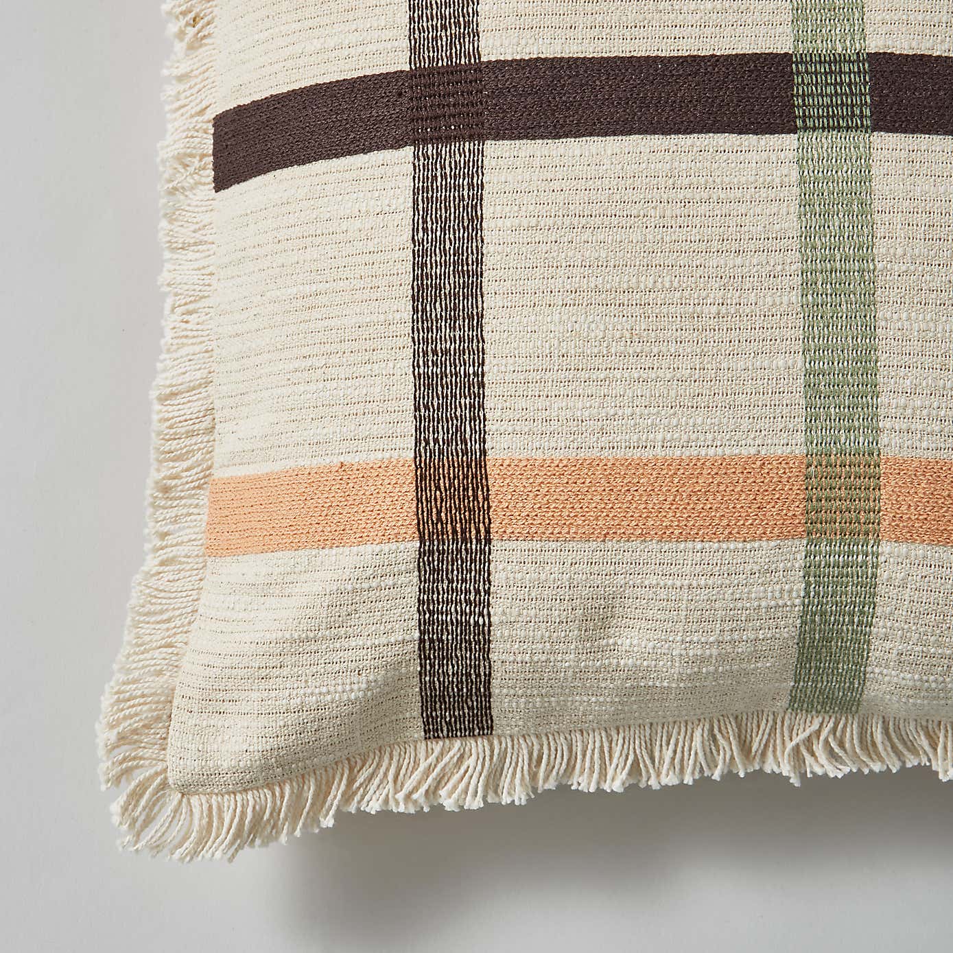 Woven Check Cotton Square Cushion