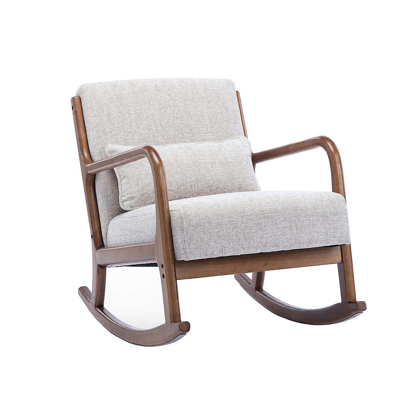 Khali Chenille Wooden Arm Rocking Chair