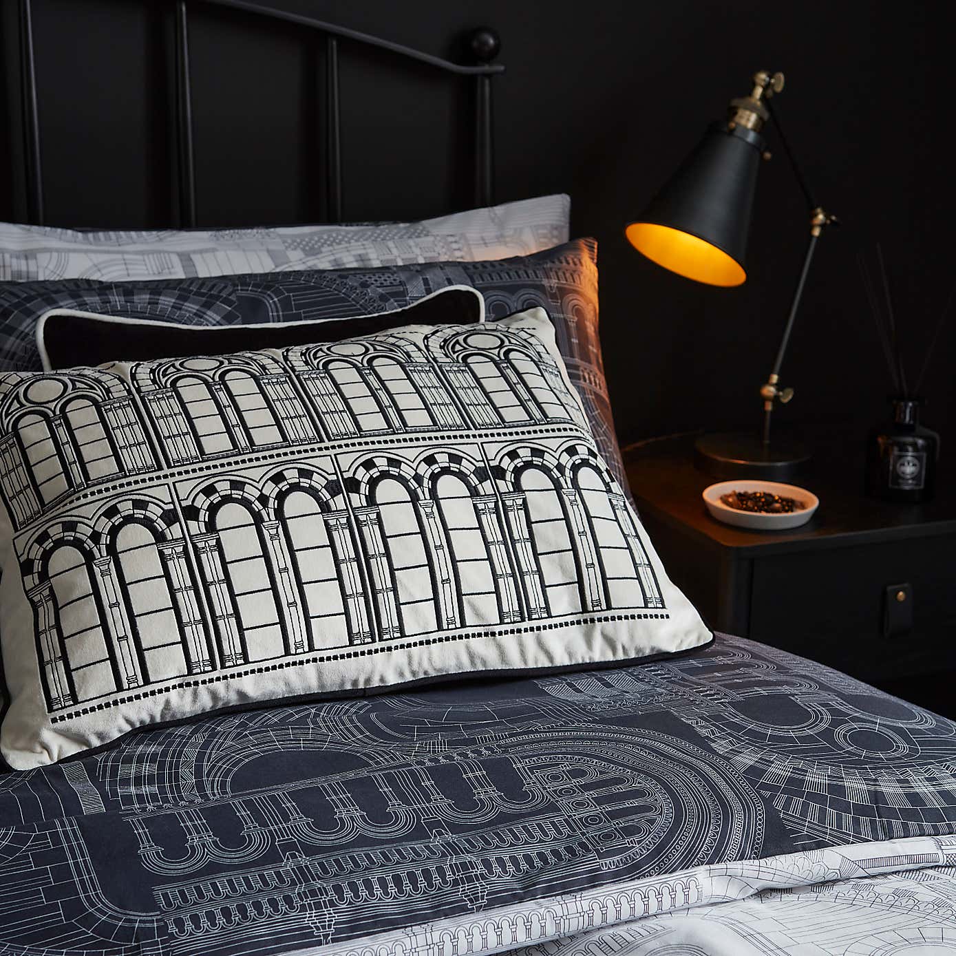 NHM Waterhouse Charcoal Duvet Cover and Pillowcase Set
