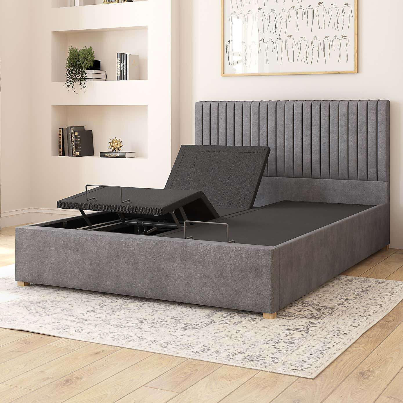 Grant Plush Velvet Adjustable Bed