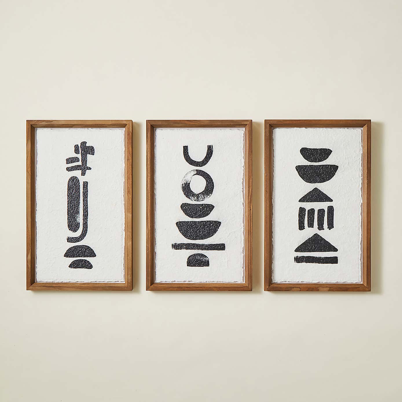 Set of 3 Abstract Motif Framed Canvases