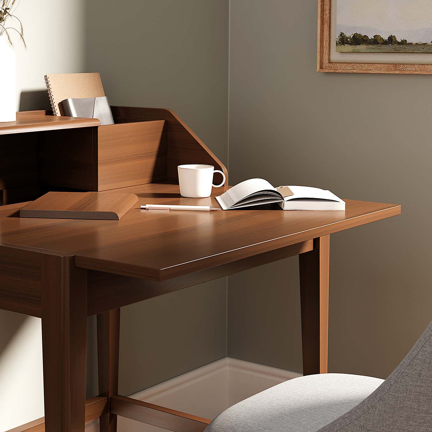 Knowle Compact Pull Out Oak Desk
