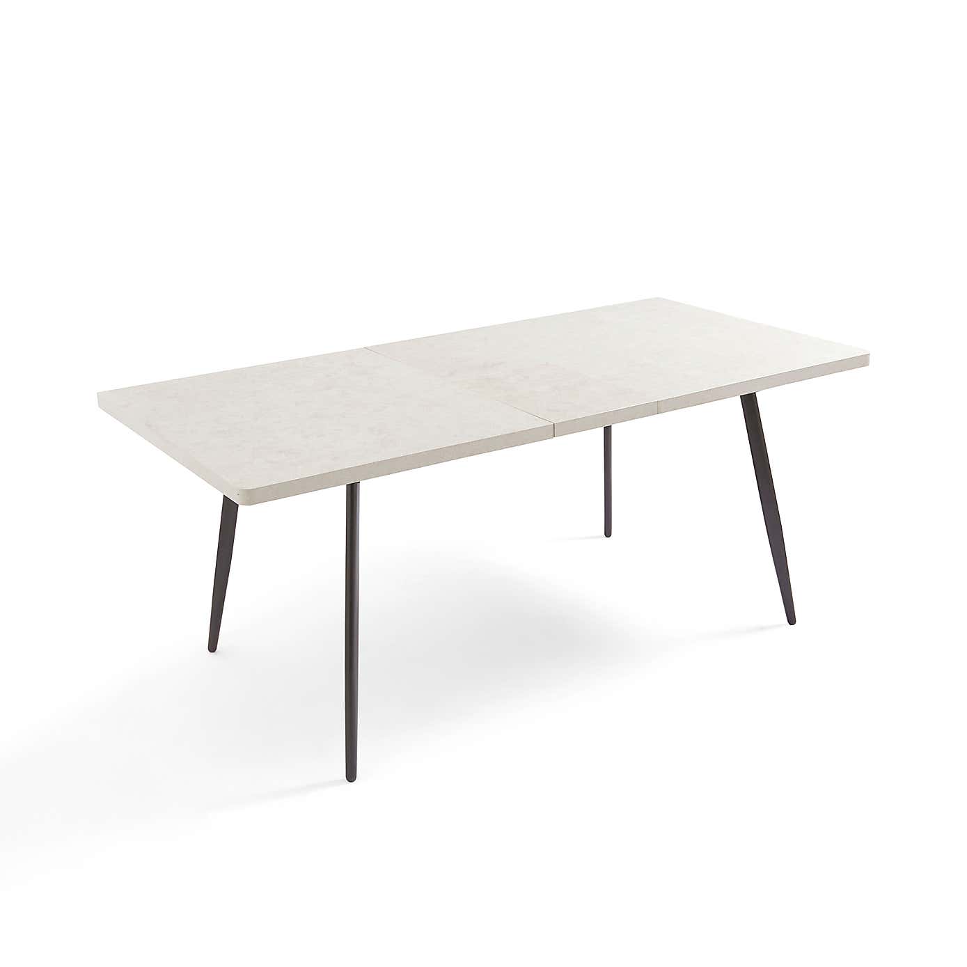 Zuri Rectangle Extending Dining Table, 150cm to 180cm Concrete Effect