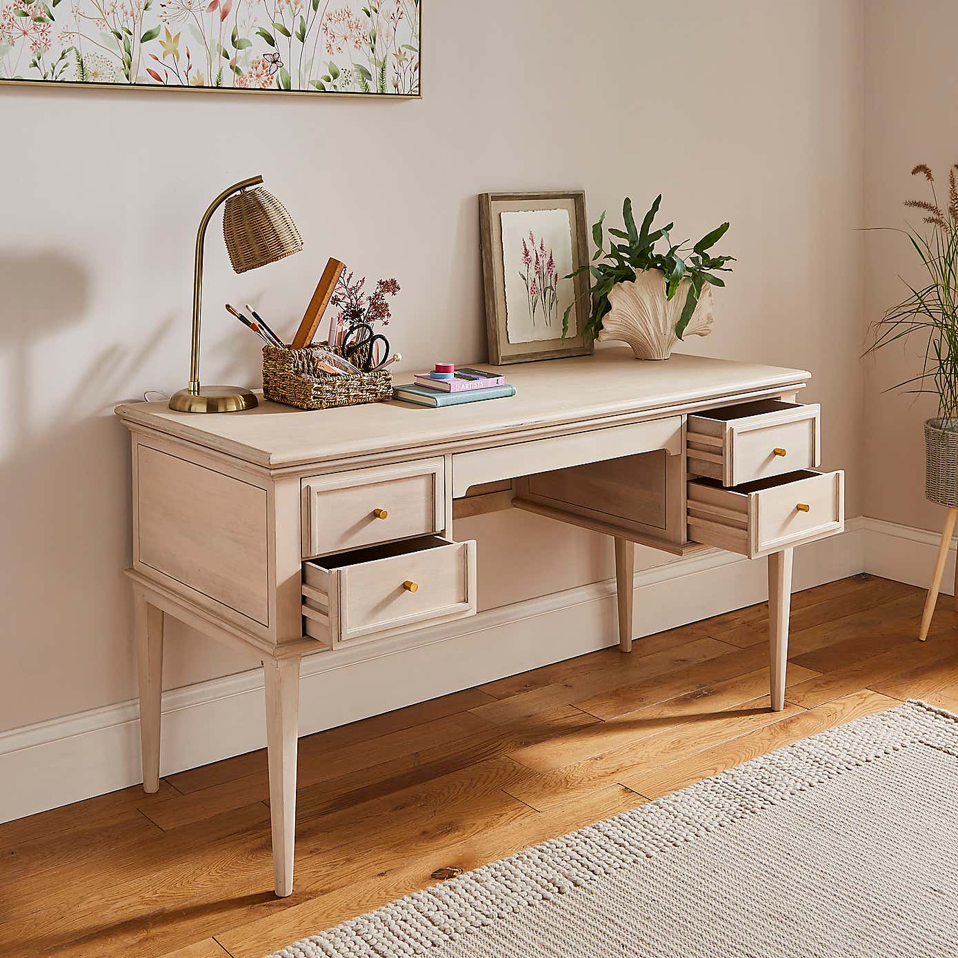 Anais Whitewash Storage Desk