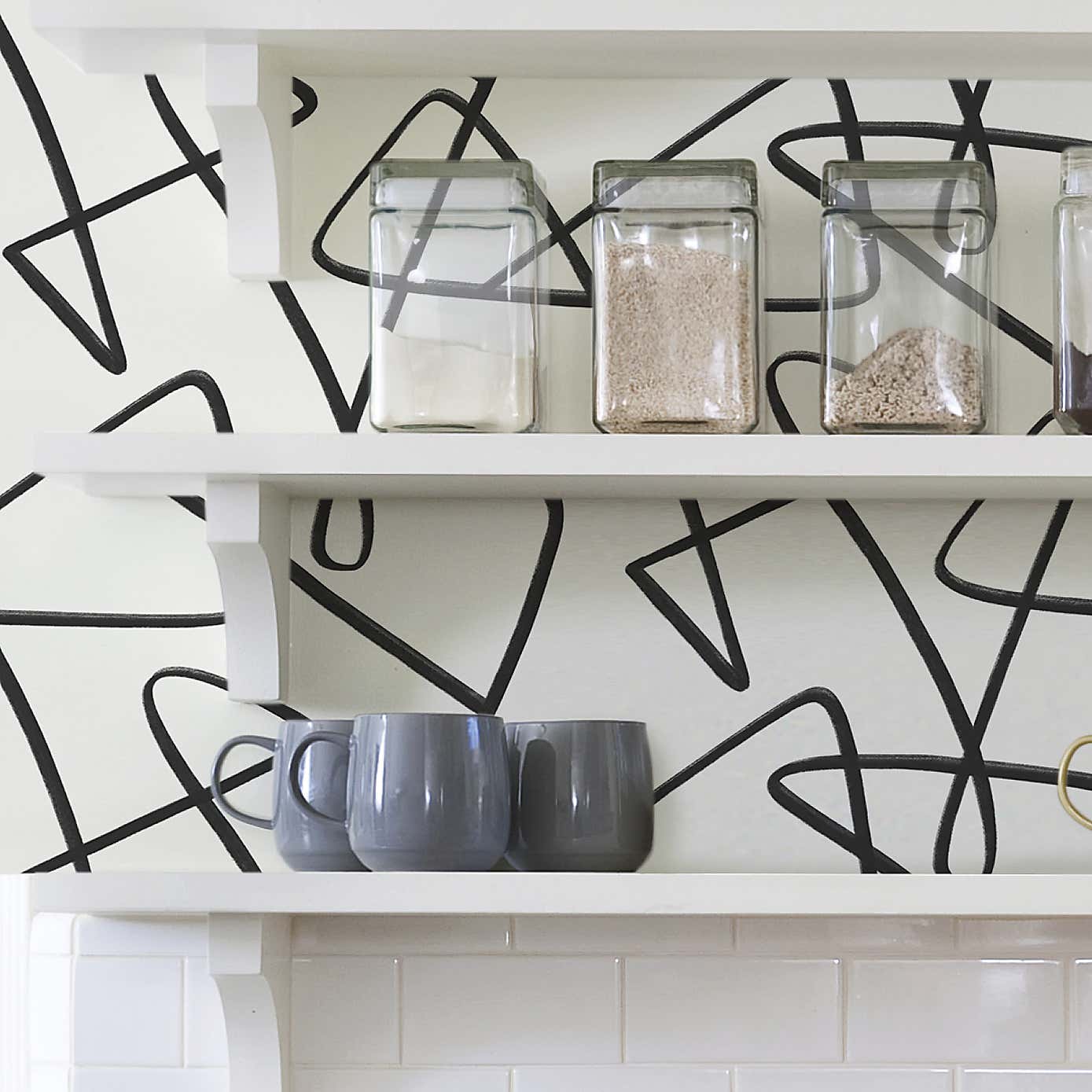 Nu Wall Mono Curves Self Adhesive Wallpaper