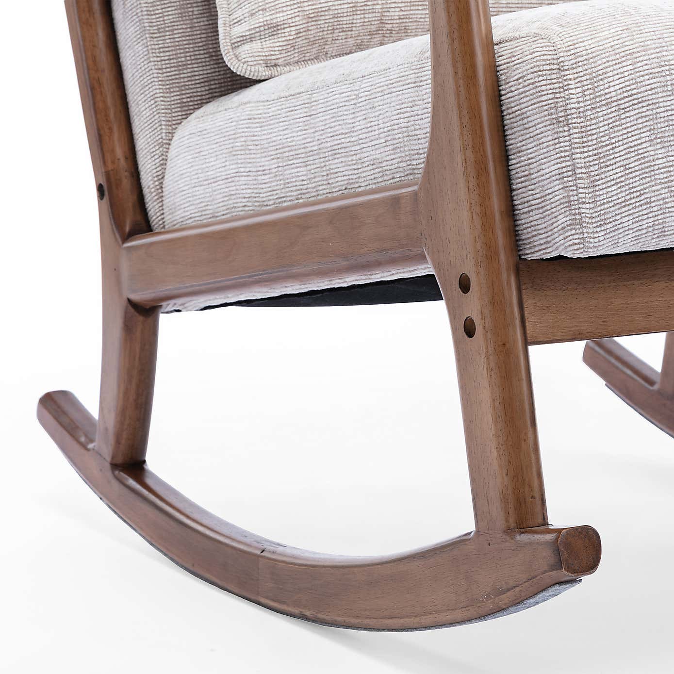 Khali Chenille Wooden Arm Rocking Chair