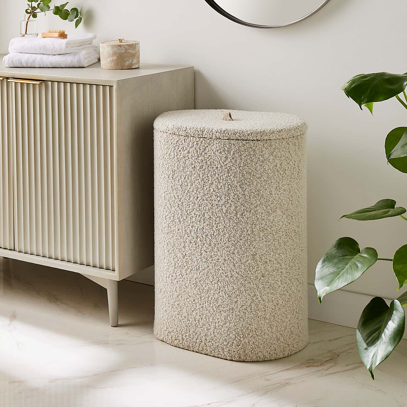 Boucle Oval Laundry Basket