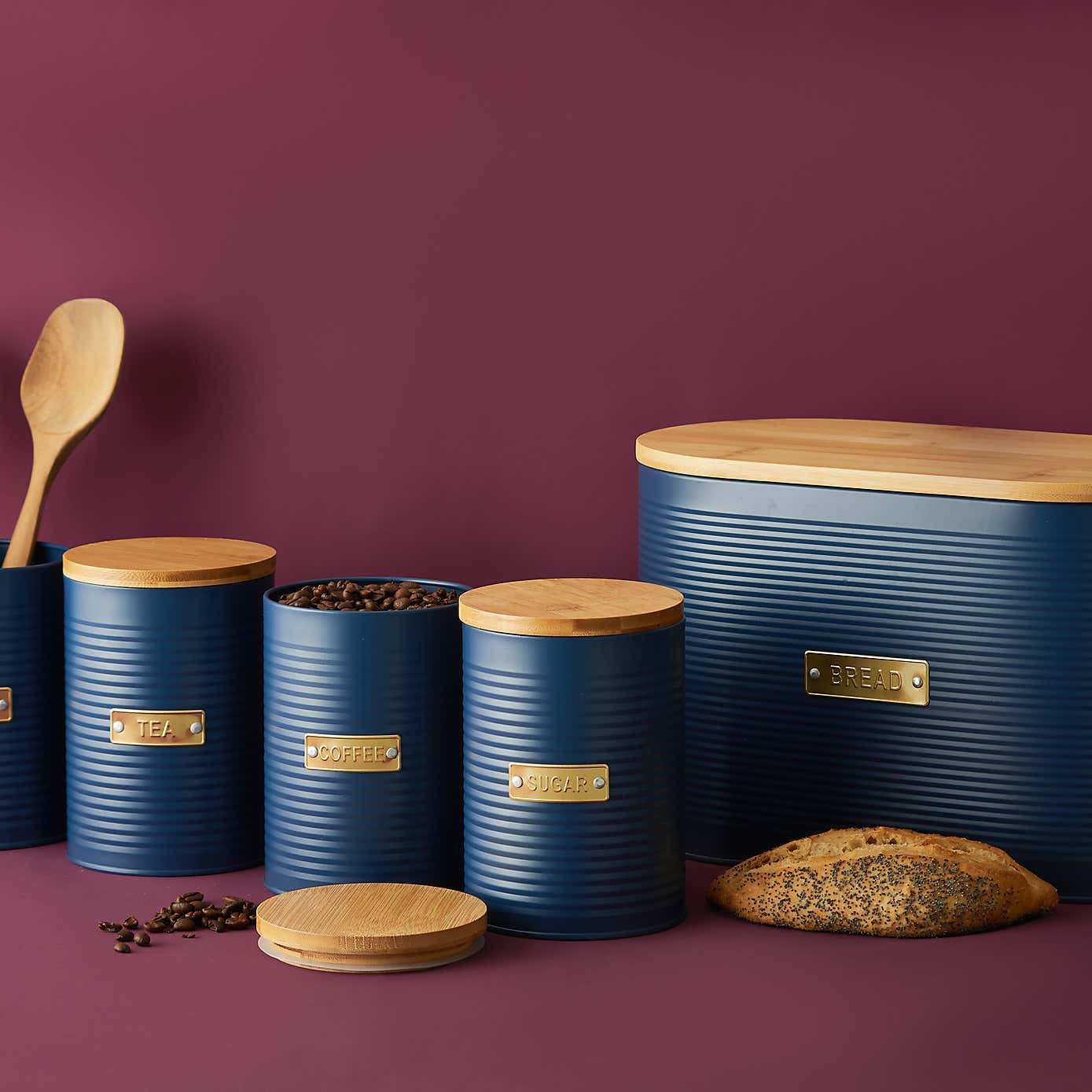 Typhoon Otto Round Navy Biscuit Tin