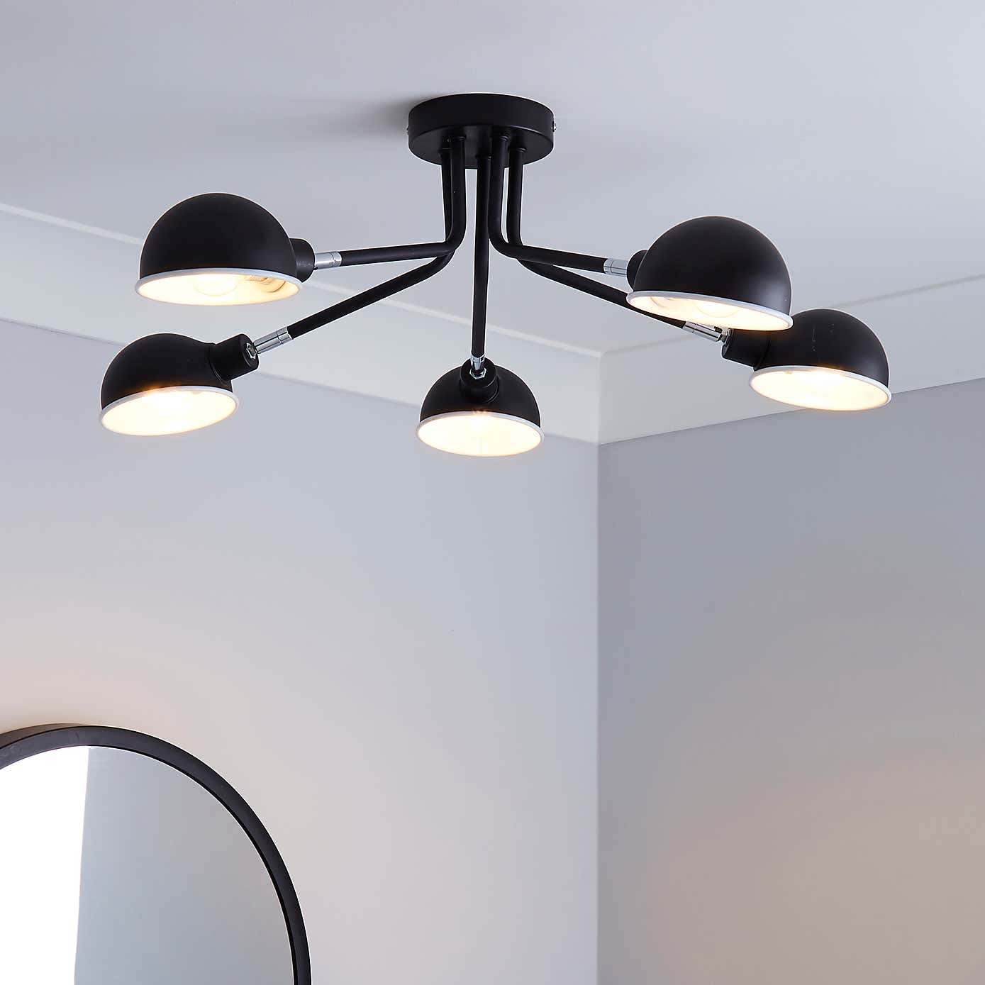 Borr 5 Light Black Ceiling Fitting