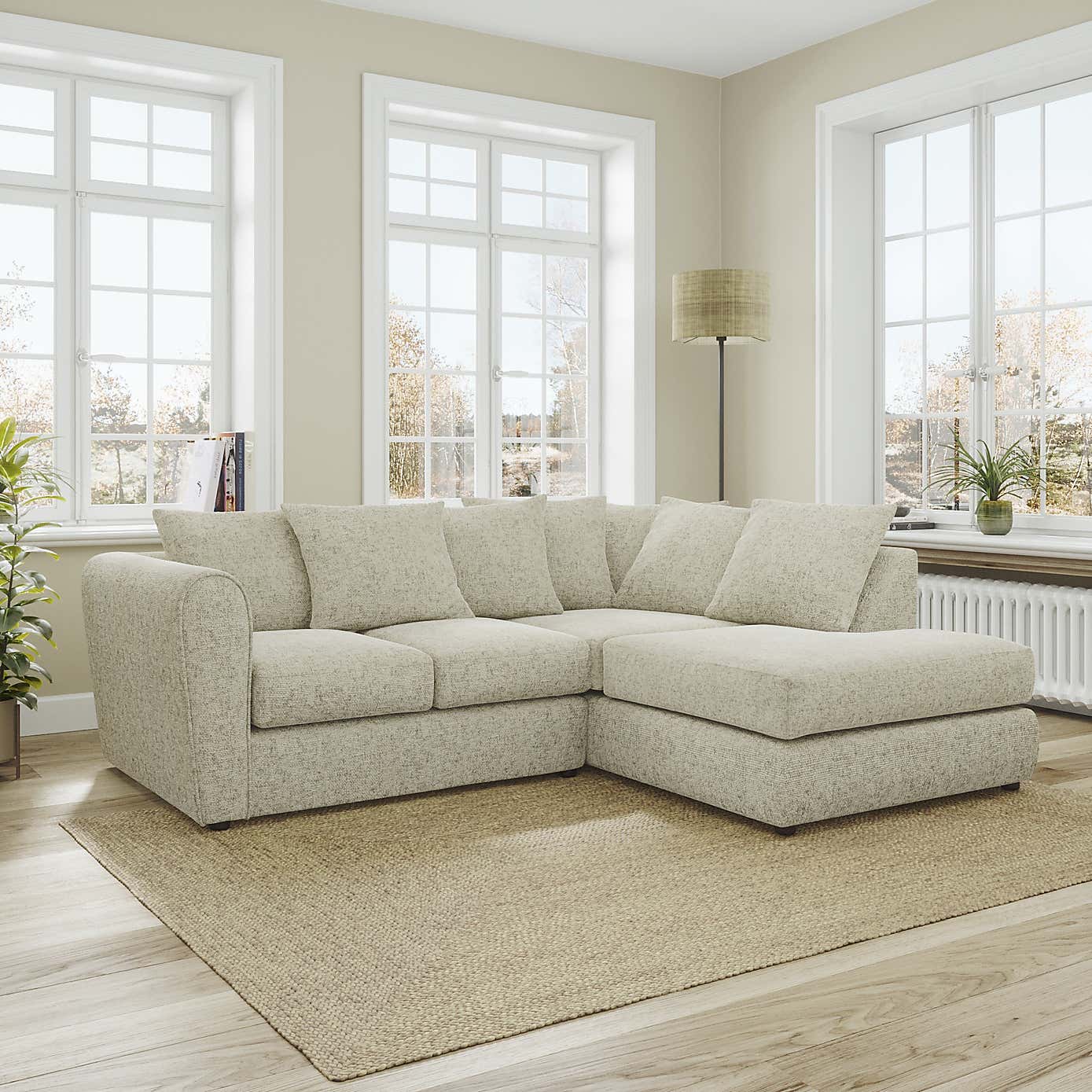 Blake Curved Arm Chunky Chenille Corner Chaise Sofa