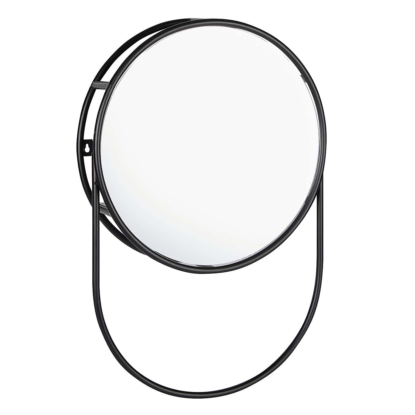 Elements Matte Black Wall Mirror with Storage