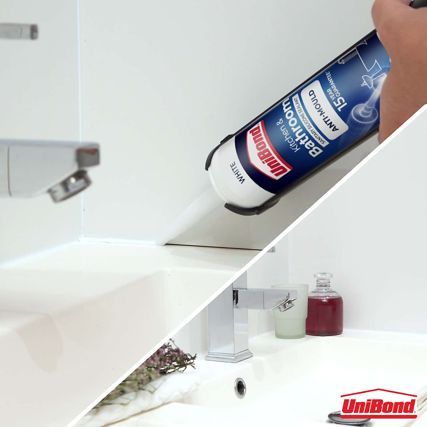 UniBond Anti Mould Kitchen and Bathroom Silicone Sealant 274g