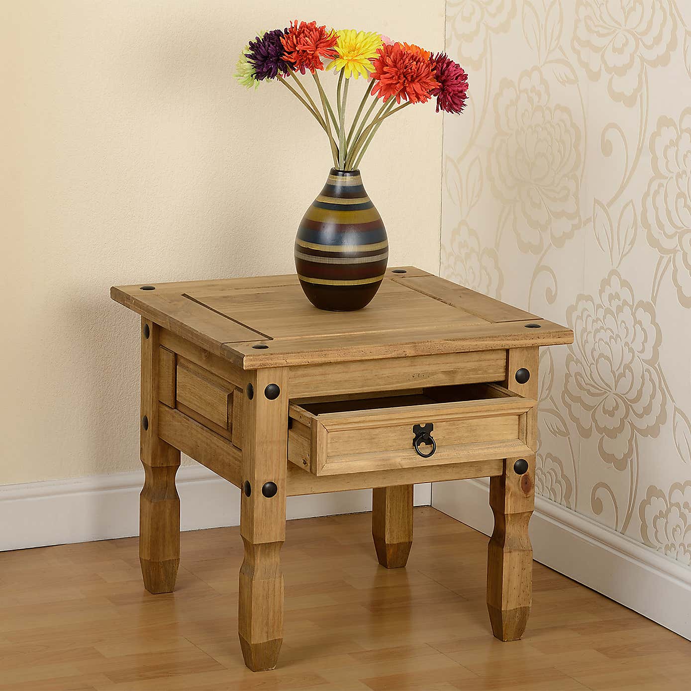 Corona 1 Drawer Pine Lamp Table
