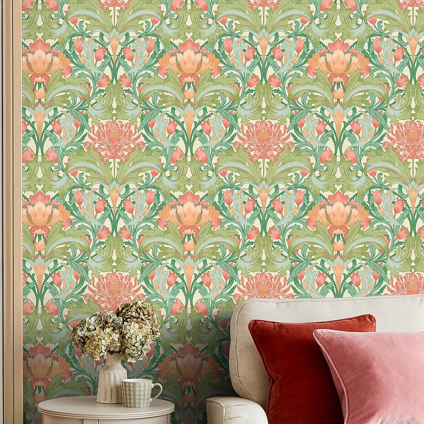 Archive Damask Scroll Wallpaper
