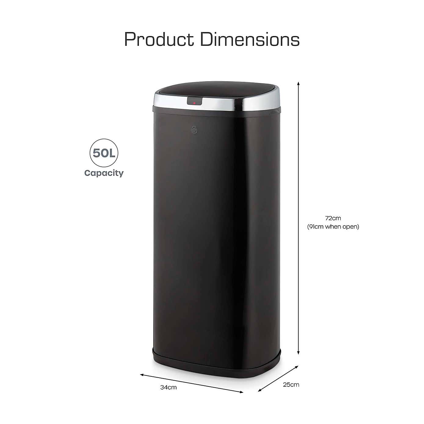 Swan 50L Square Sensor Bin