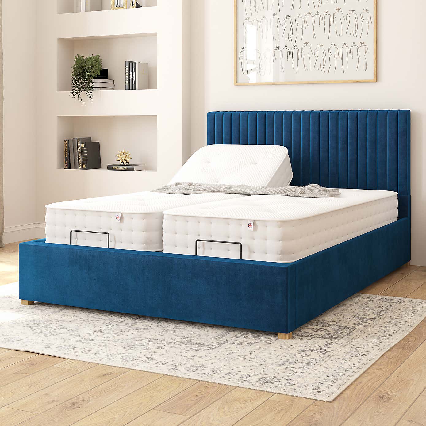 Grant Plush Velvet Adjustable Bed