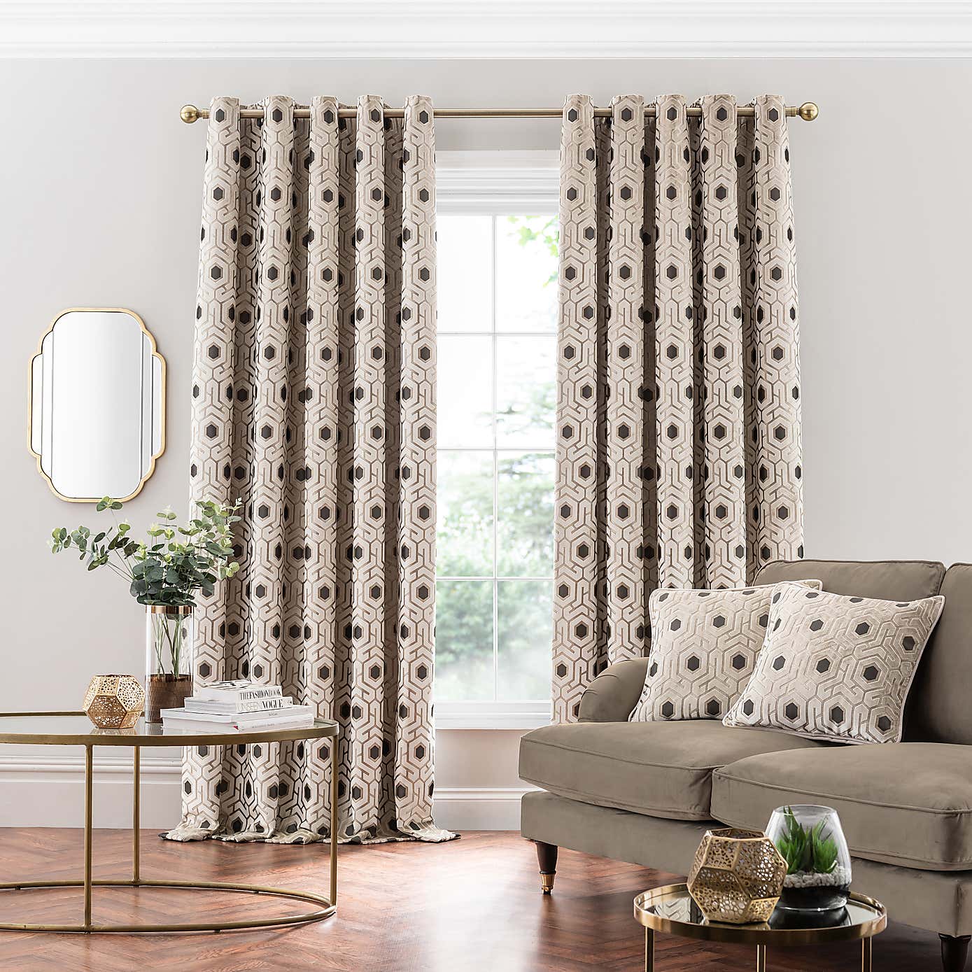 Geo Cut Velvet Eyelet Curtains
