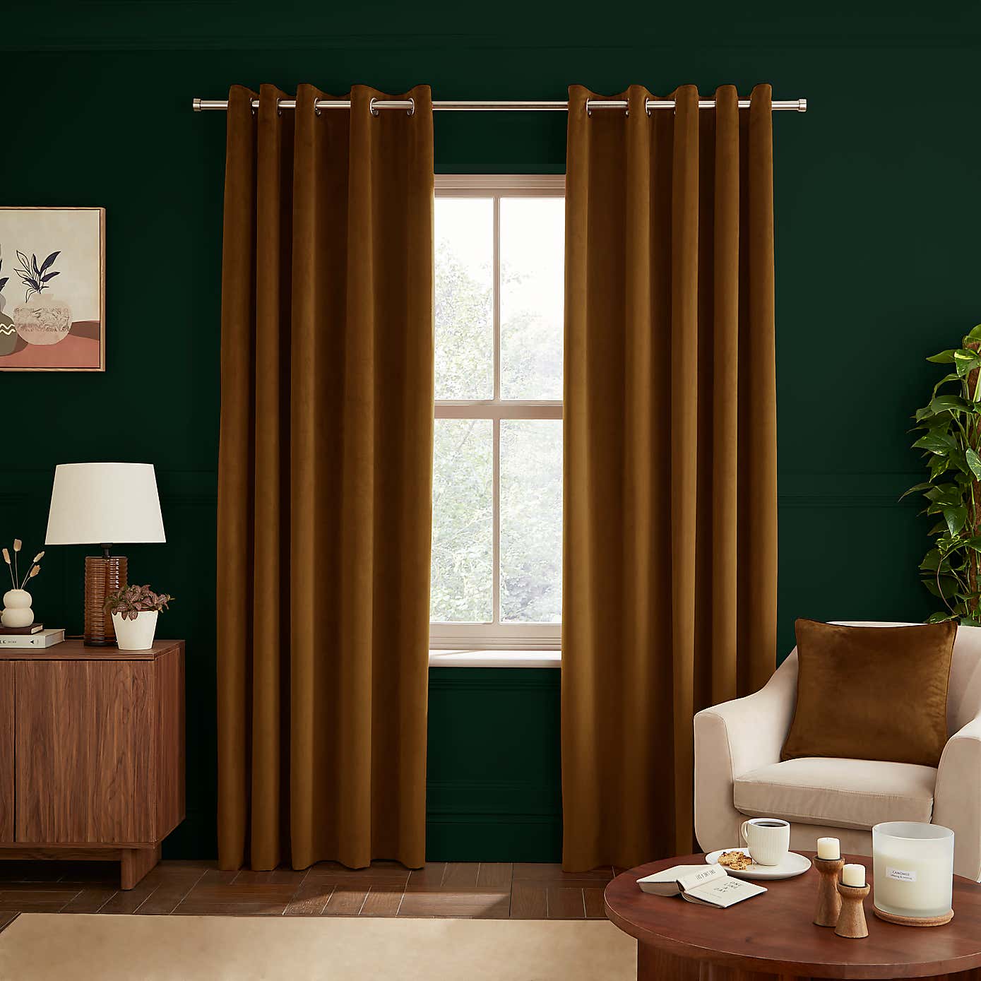 Recycled Velour Eyelet Curtains
