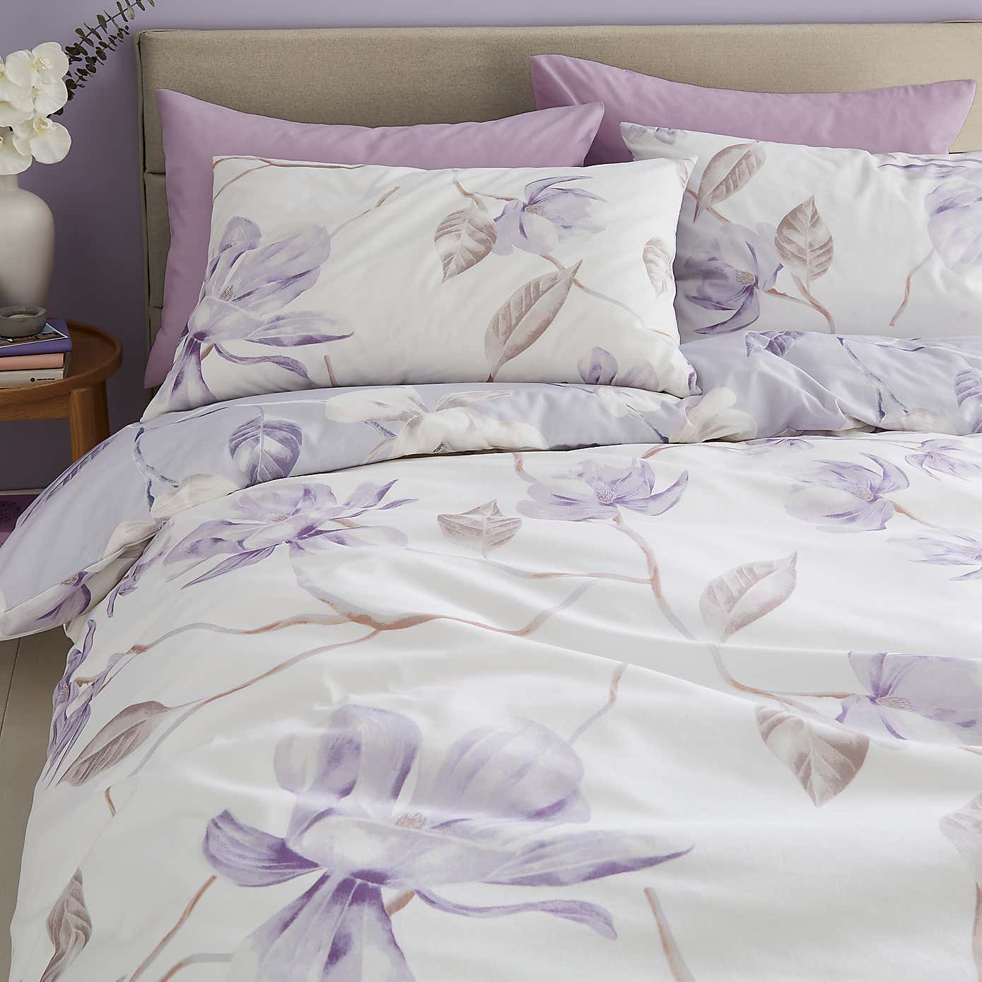 Lois Floral 144 Thread Count Reversible Duvet Cover & Pillowcase Set