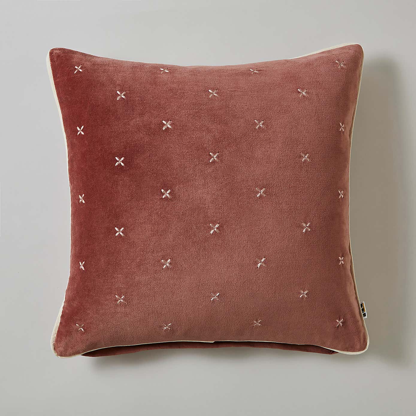 Cross Stitch Cotton Velvet Square Cushion