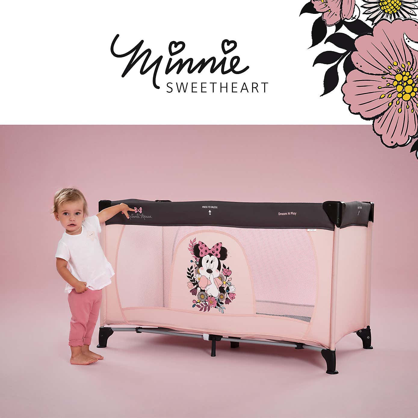 Disney Dream 'n Play Minnie Sweetheart Travel Cot