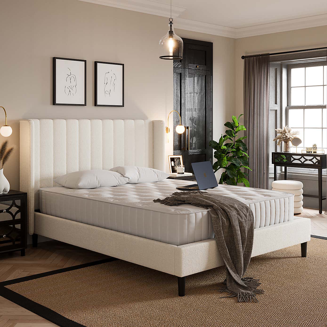 Alara Pleated Teddy Fabric Bed