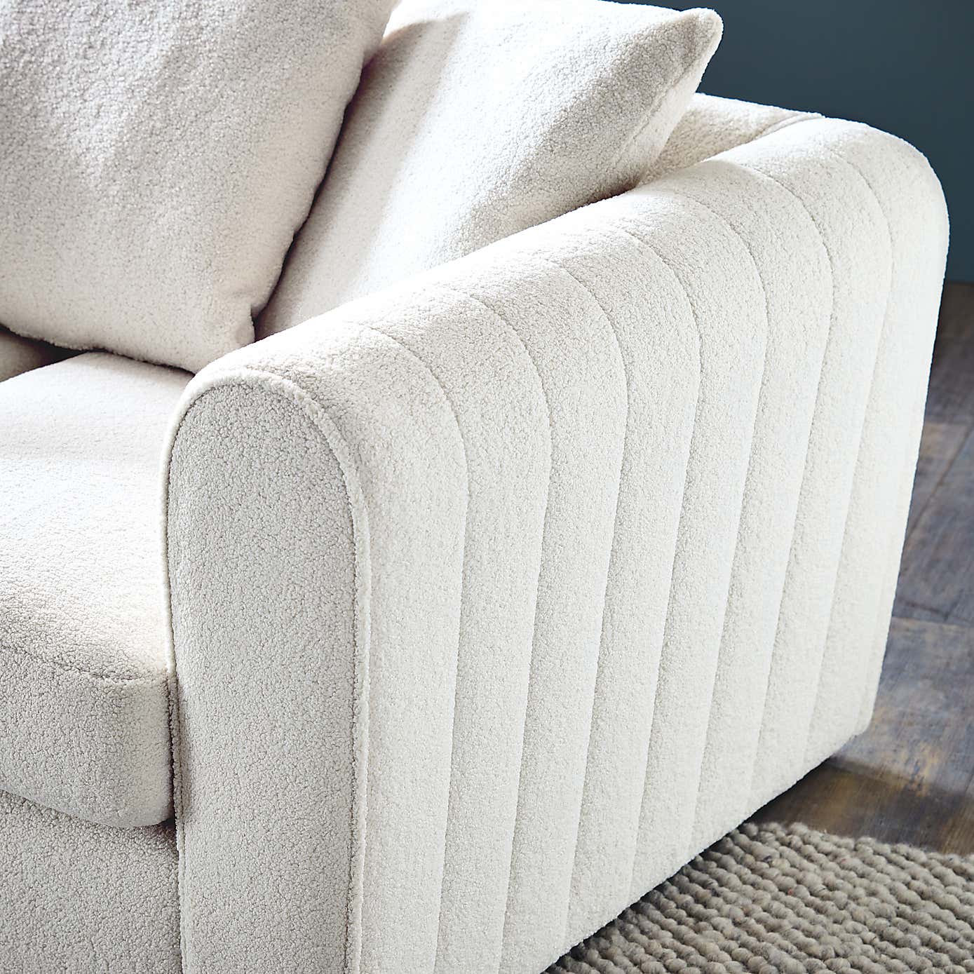 Blake Cosy Sherpa Quilted Arm 2 Seater Sofa Ivory