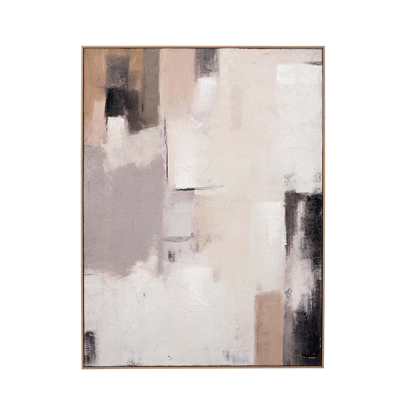 Natural & Grey Abstract Framed Canvas