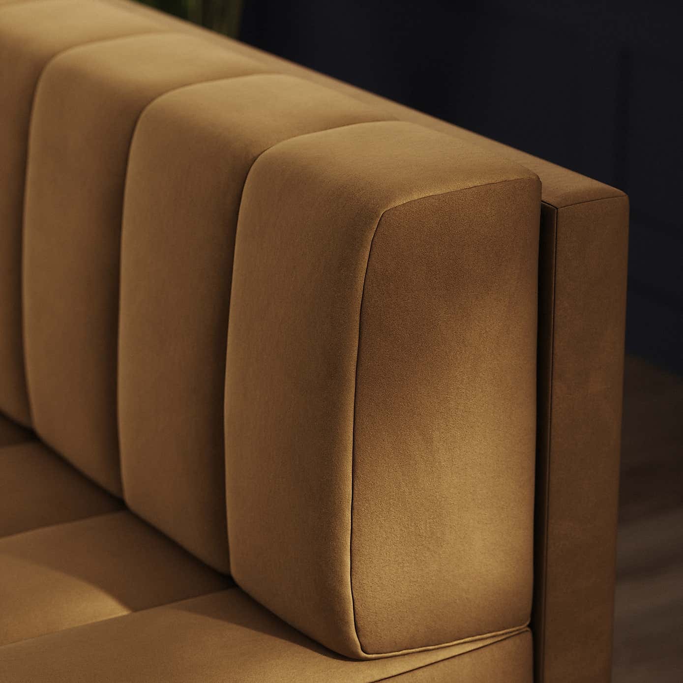 Amali Corner Dining Bench, Matte Plush Velvet