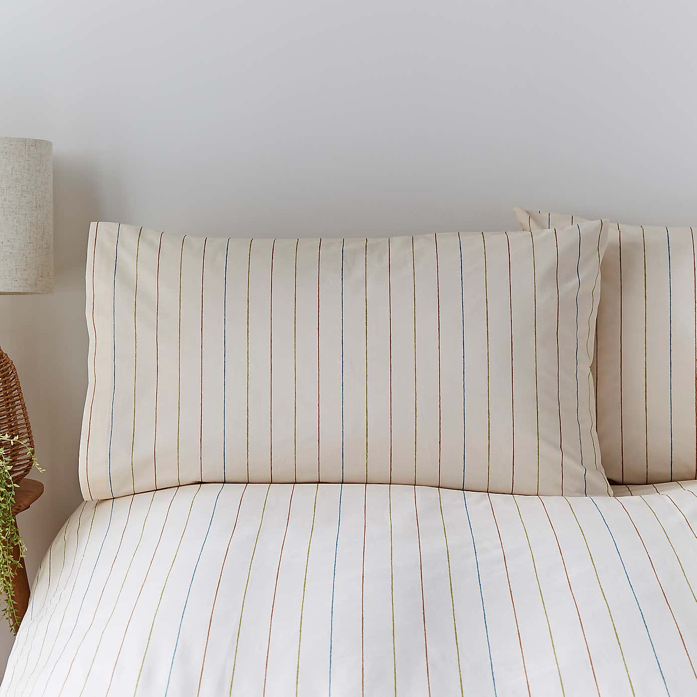 Elements Randig Natural Duvet Cover and Pillowcase Set