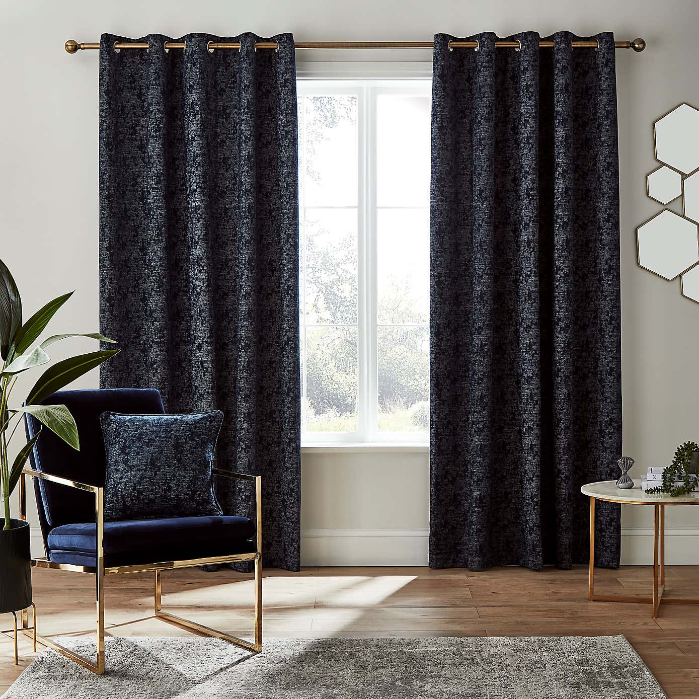 Mottled Chenille Eyelet Curtains