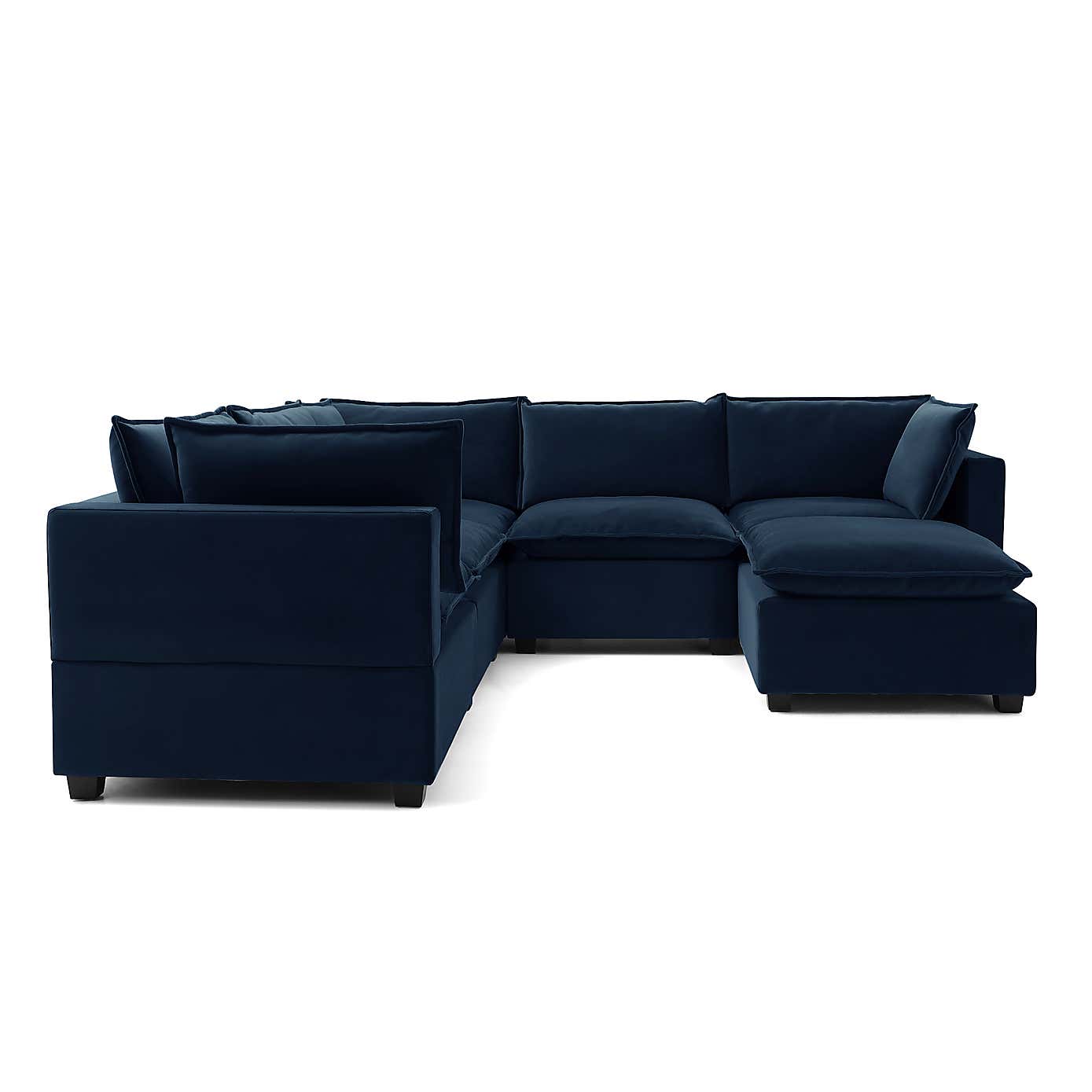 Moda Corner Modular Sofa with Chaise, Navy Velvet