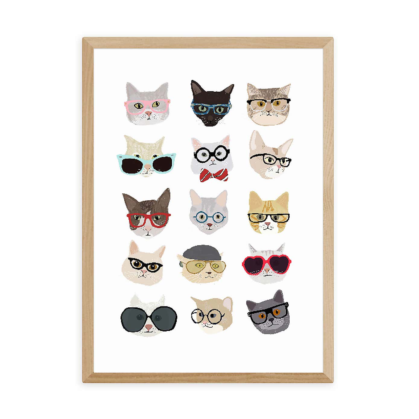 East End Prints Cats in Glasses Print