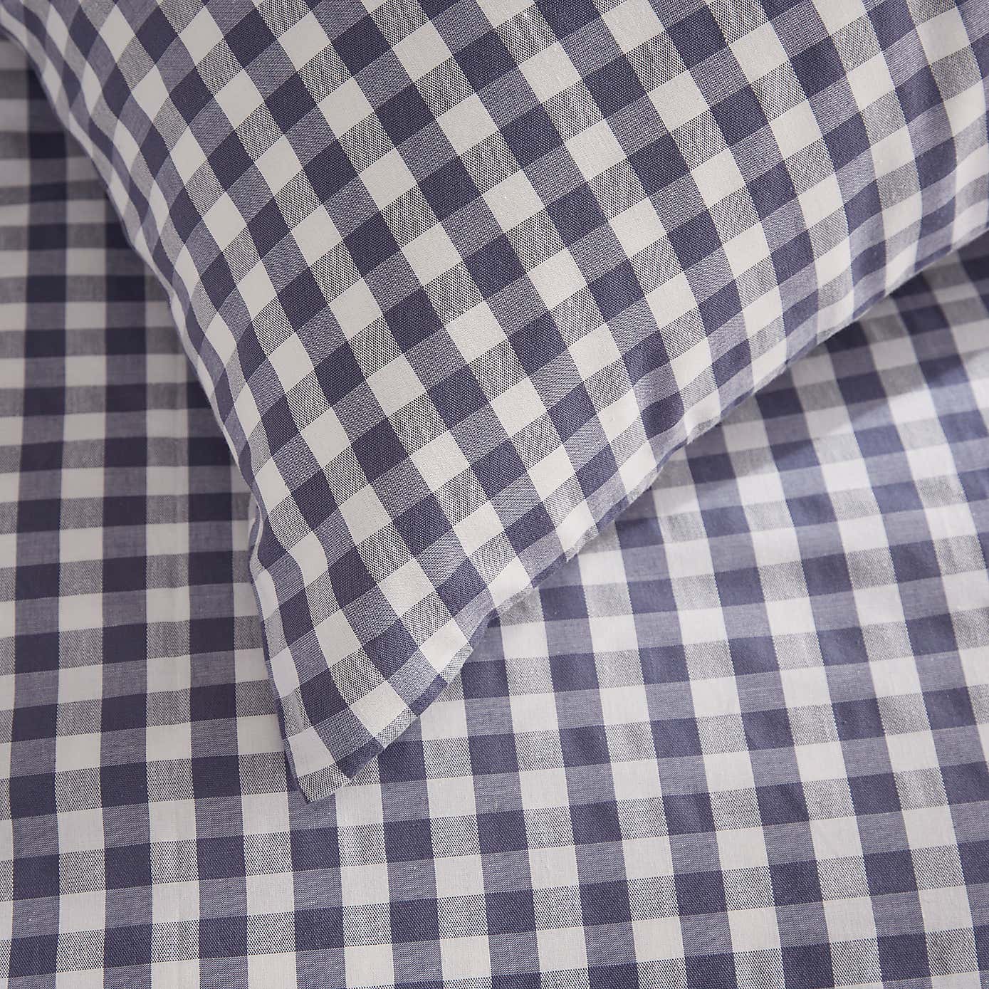 Portloe Gingham Woven Cotton Fitted Sheet