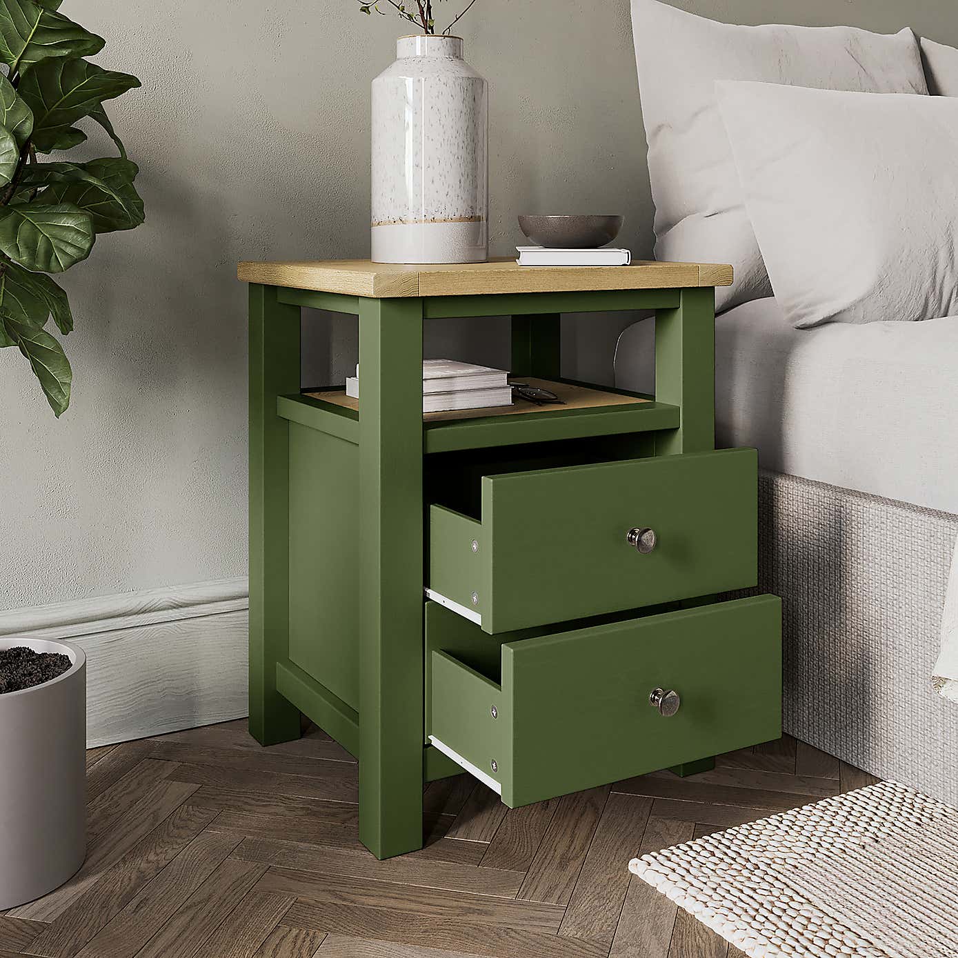 Olney 2 Drawer Bedside Stone