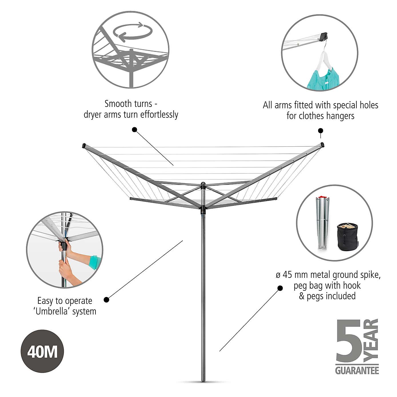 Brabantia 40m Rotary Topspinner