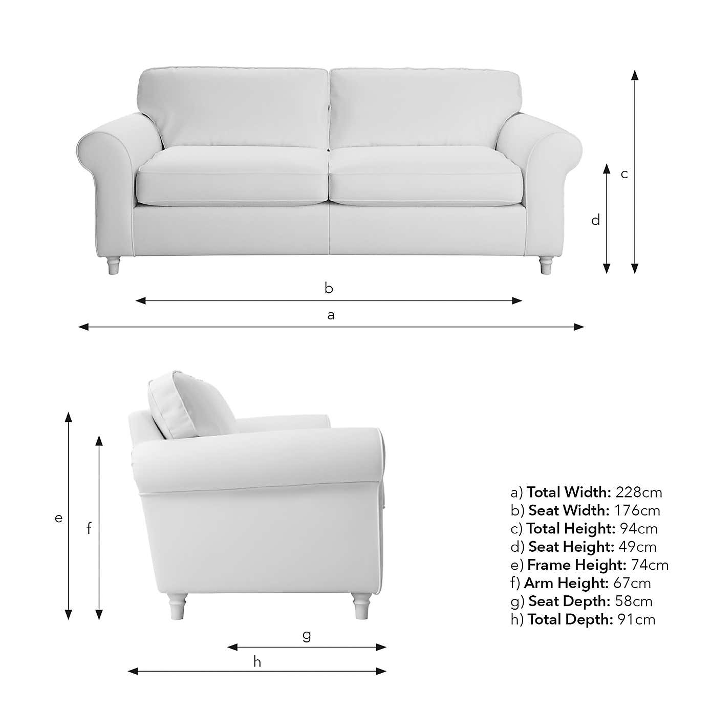 Flori 4 Seater Sofa, Soft Chenille