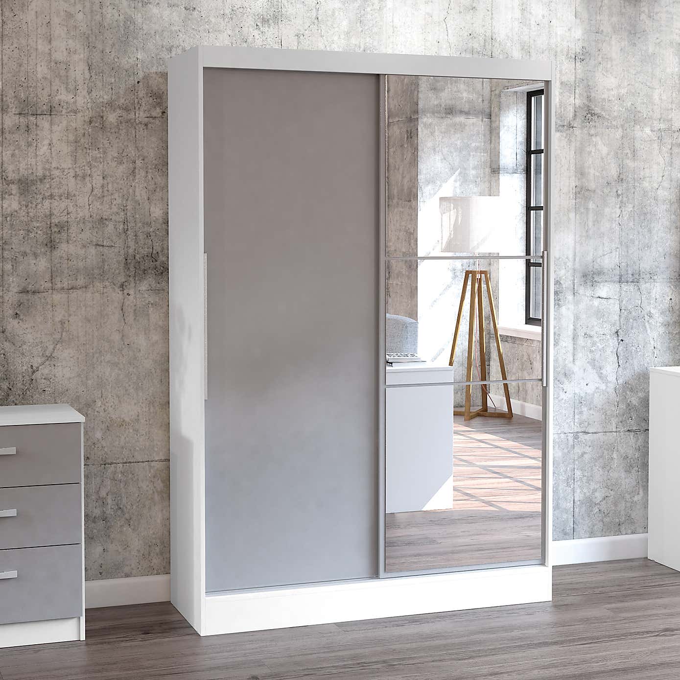 Lynx Grey Double Sliding Wardrobe