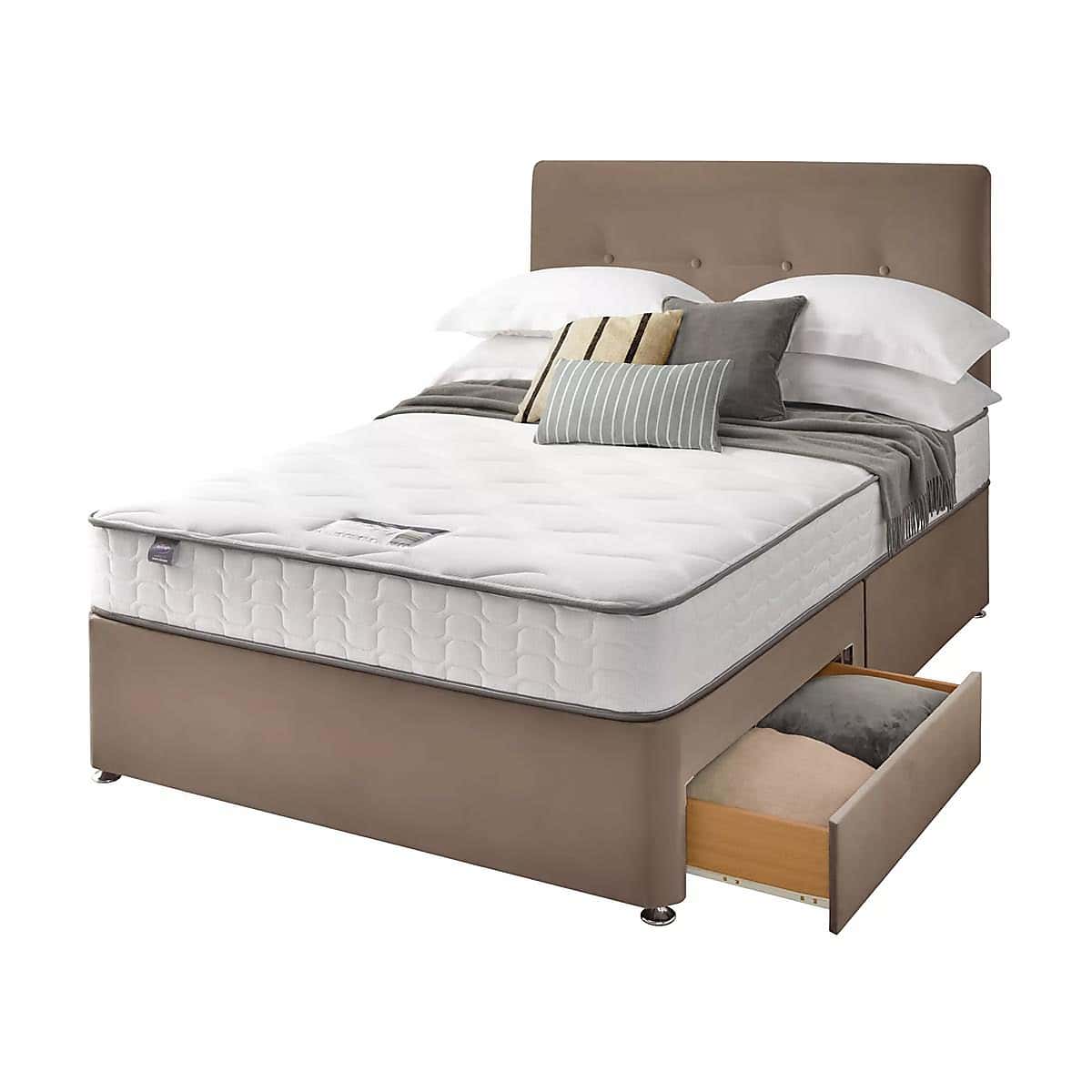 Silentnight 2 Drawer Divan Bed With Velvet Francisco Headboard