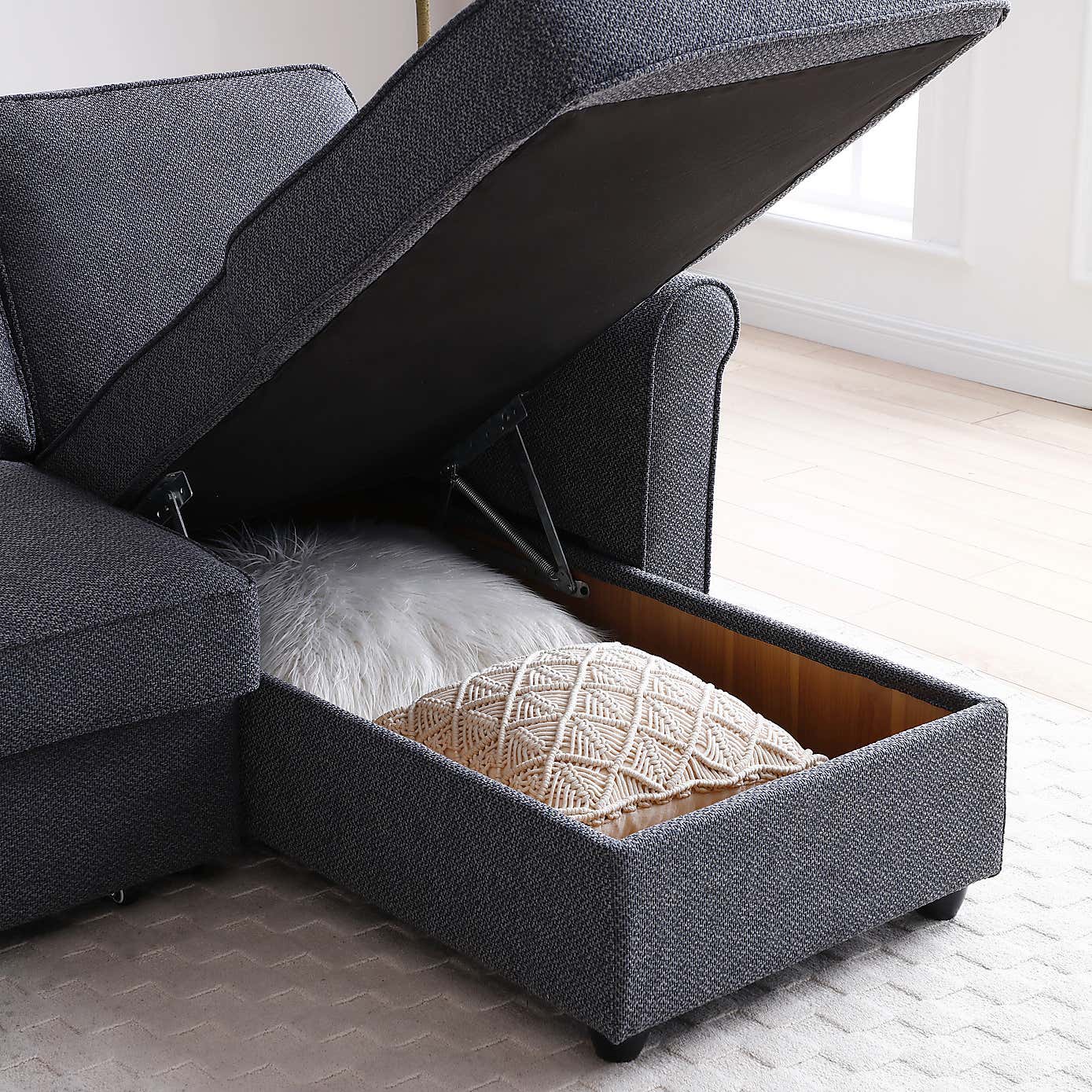 Kayden Fabric Traditional Scroll Arm Corner Sofa Bed