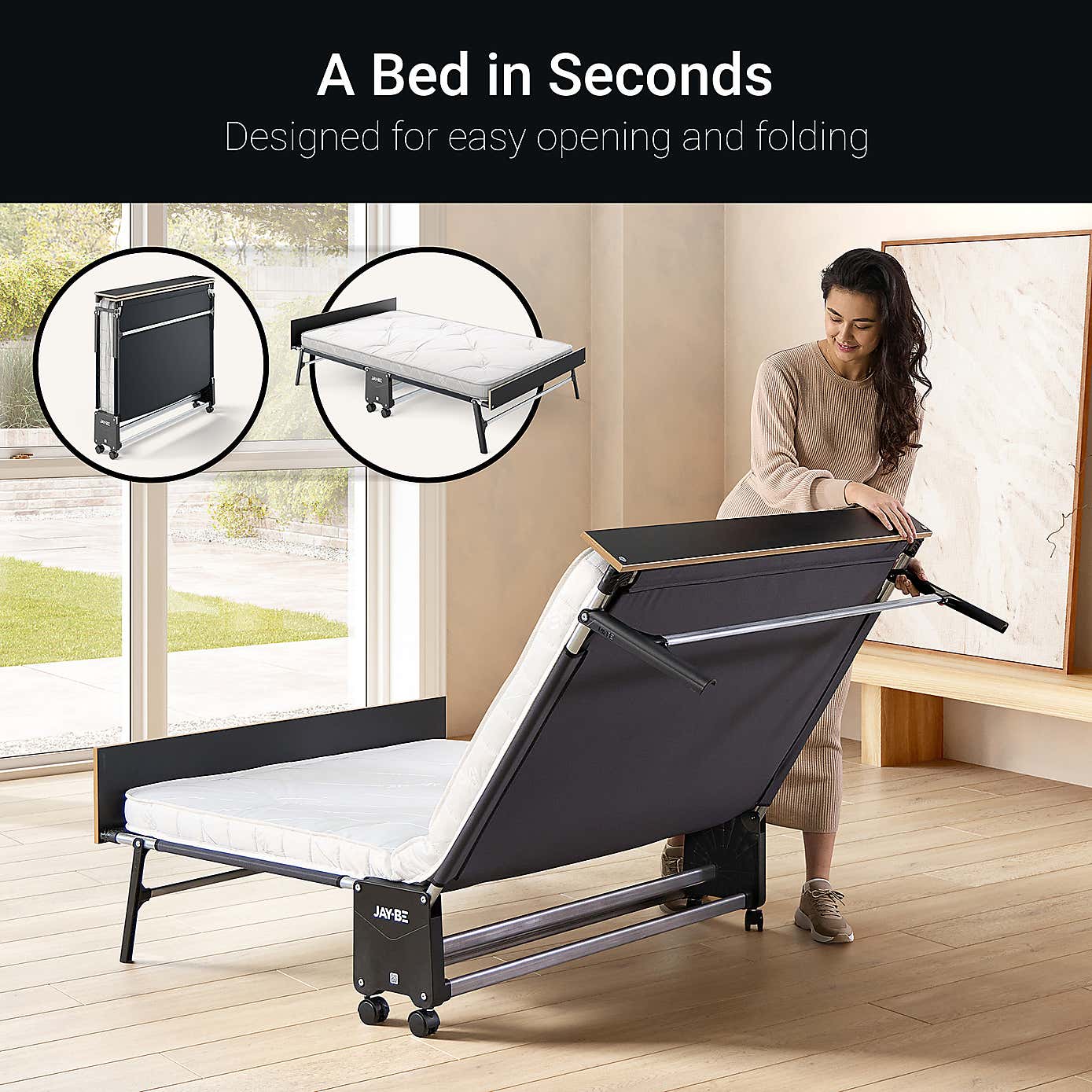 Jay-Be Grand Folding Bed with e-Pocket Tufted Mattress