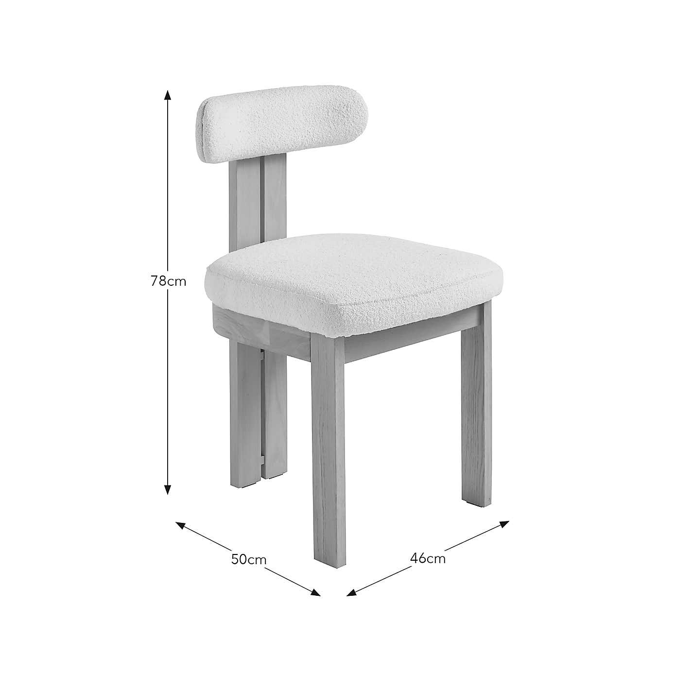 Lovato Dining Chair Stained Oak, Ivory Boucle