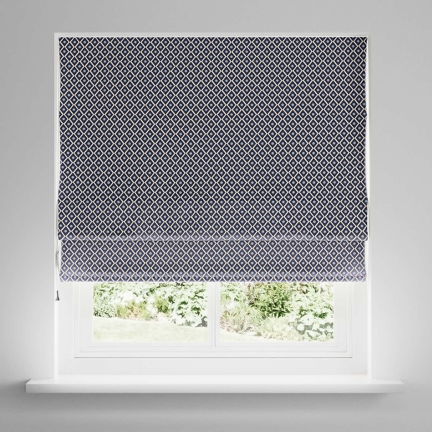 Diamond Spot Navy Blackout Roman Blind